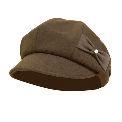Béret Tendance avec Nœud de Perles de Mode Amincissant le Visage