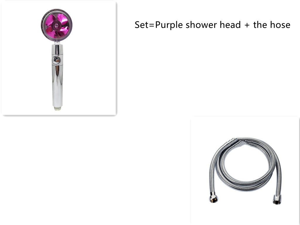 Cabezal de Ducha con Ahorro de Agua, Flujo Giratorio 360 Grados con Pequeño Ventilador, Boquilla Rociadora de Alta Presión de Lluvia de ABS, Accesorios de Baño