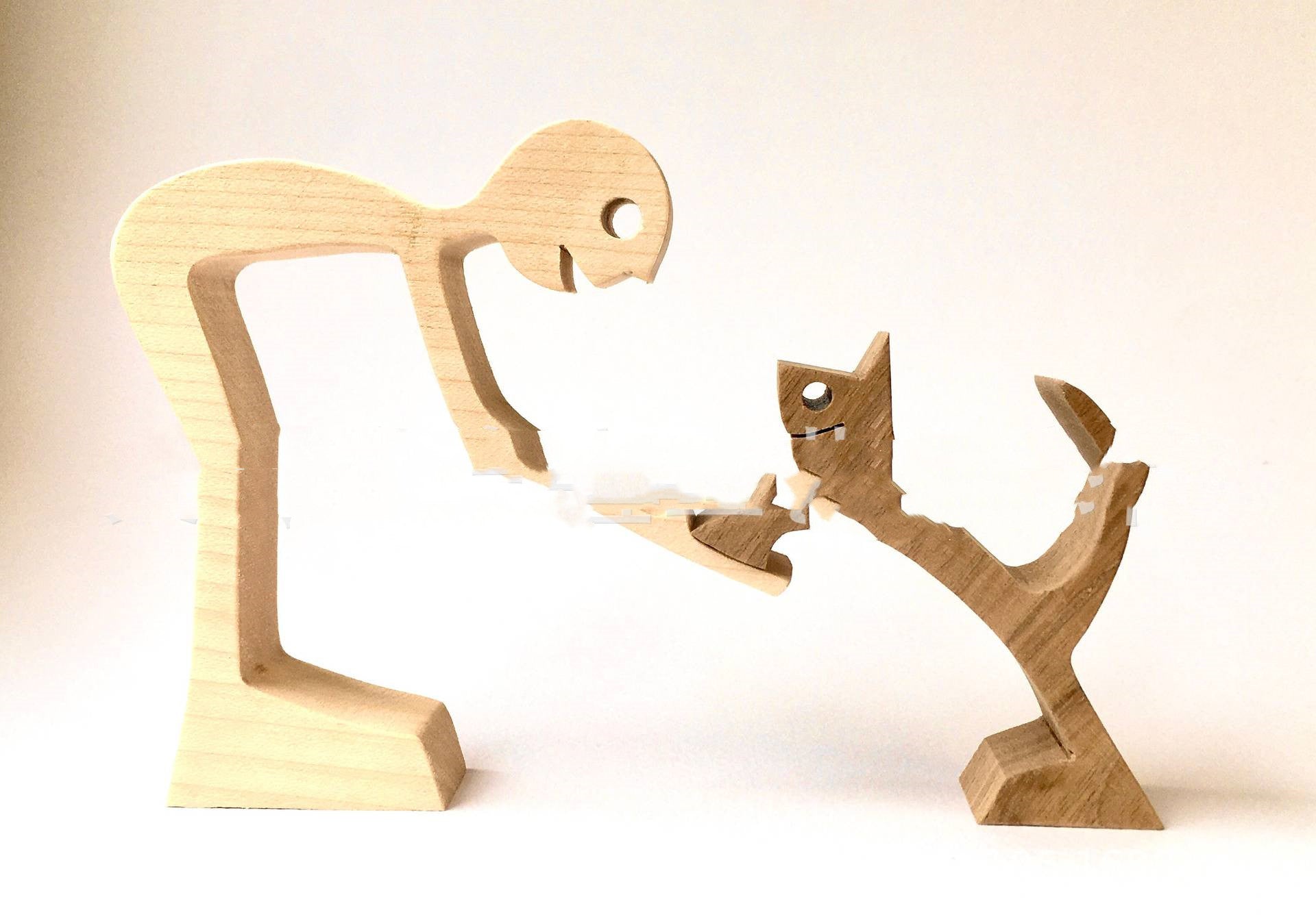 Adorno de Perro en Madera DIY Figura Escultura Decoración del Hogar Un Hombre Un Perro Escultura de Madera Regalos de Navidad Modelo Decorativo