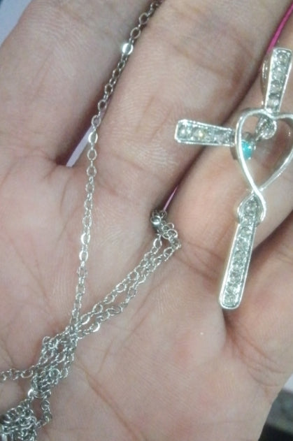 Infinito Amor Dios Confiamos Cruz Cristiana Piedra Natal Collar Colgante Gemas de Color Circón Corazón Collar Joyería para Mujer