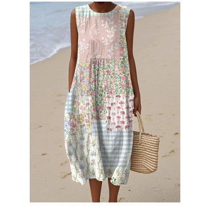 Robe à taille élastique imprimée pour femme tendance