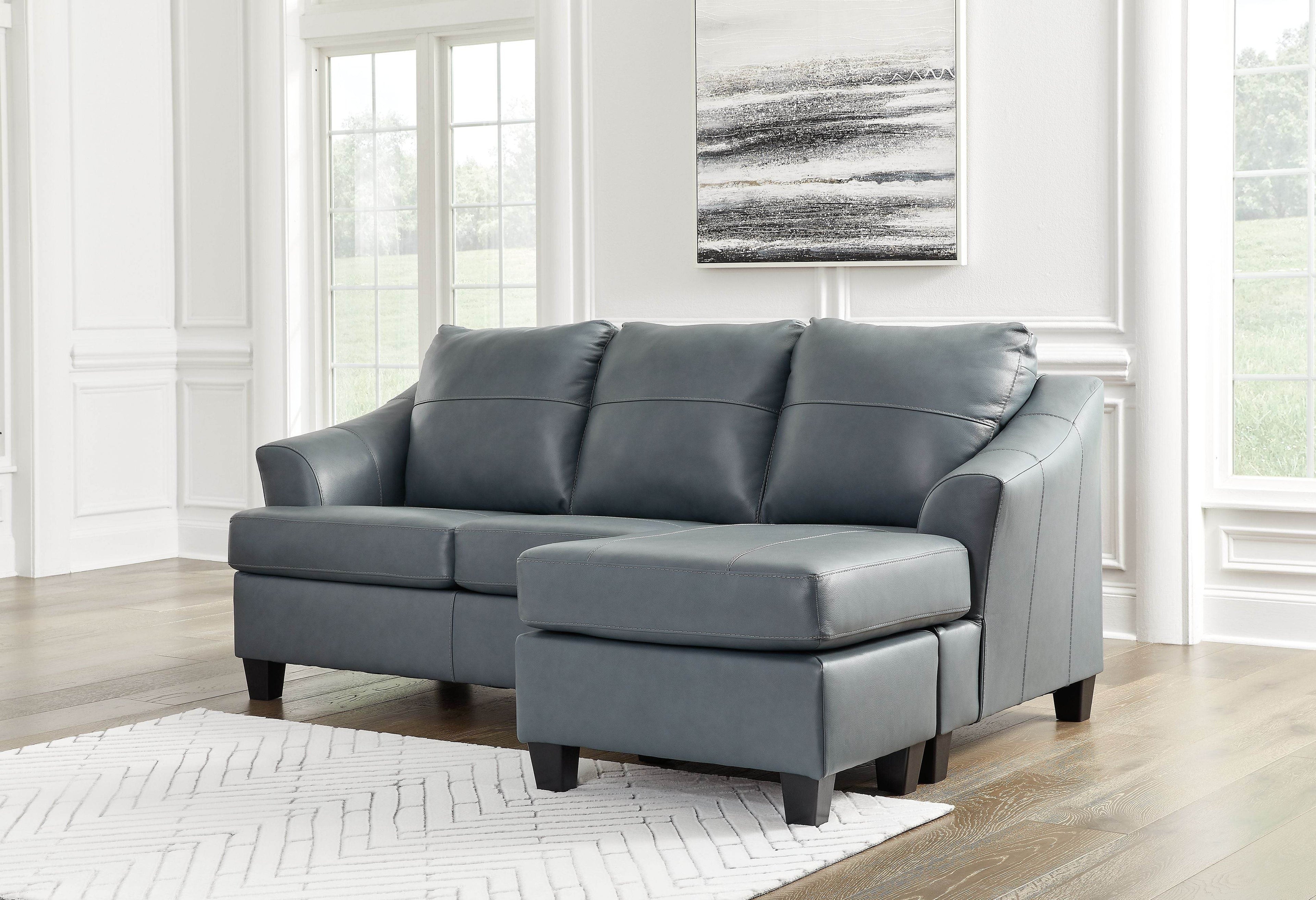 Signature Design by Ashley Genoa Leather Match Sofa Chaise Steel-2