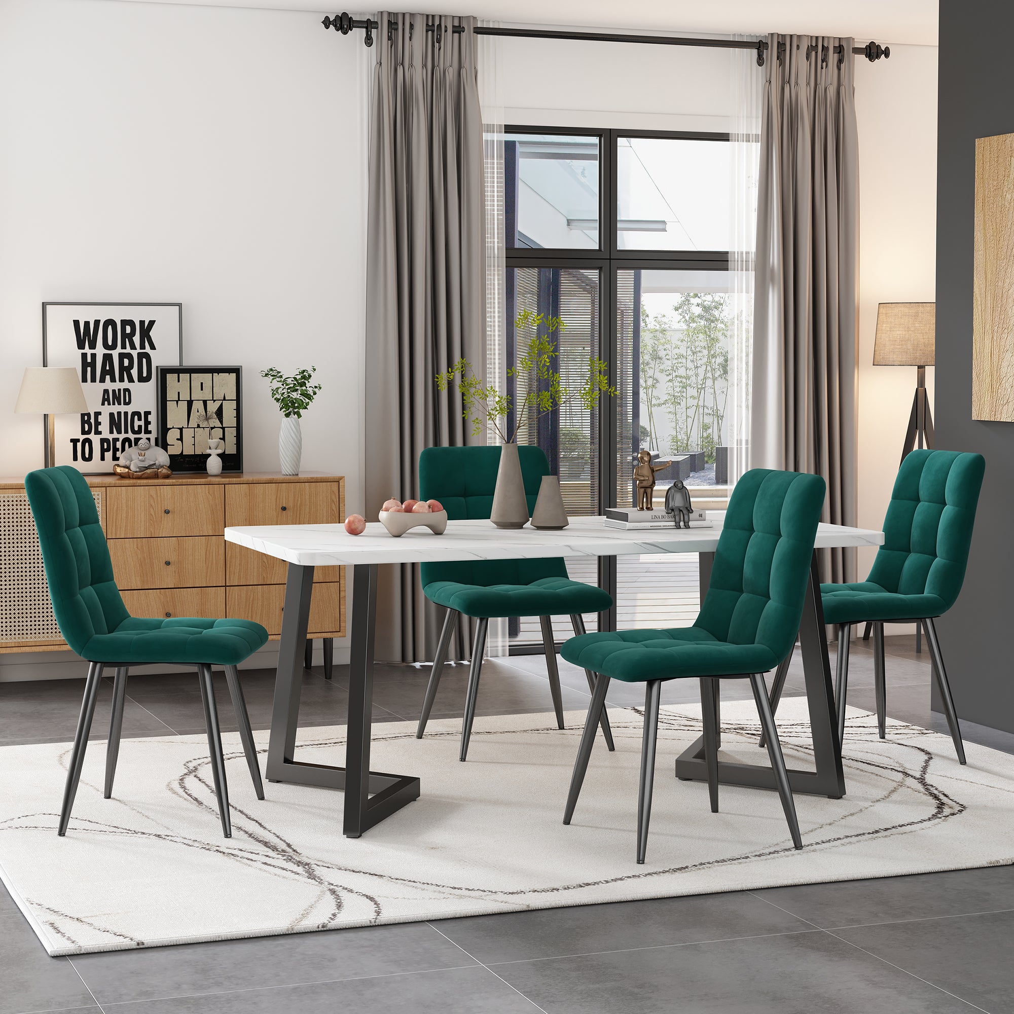 Juego de mesa de comedor de 117x68cm con 4 sillas