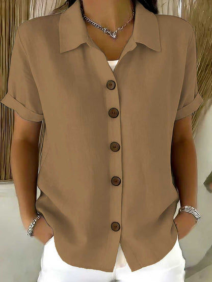 Chemise à manches longues et col à revers pour femme