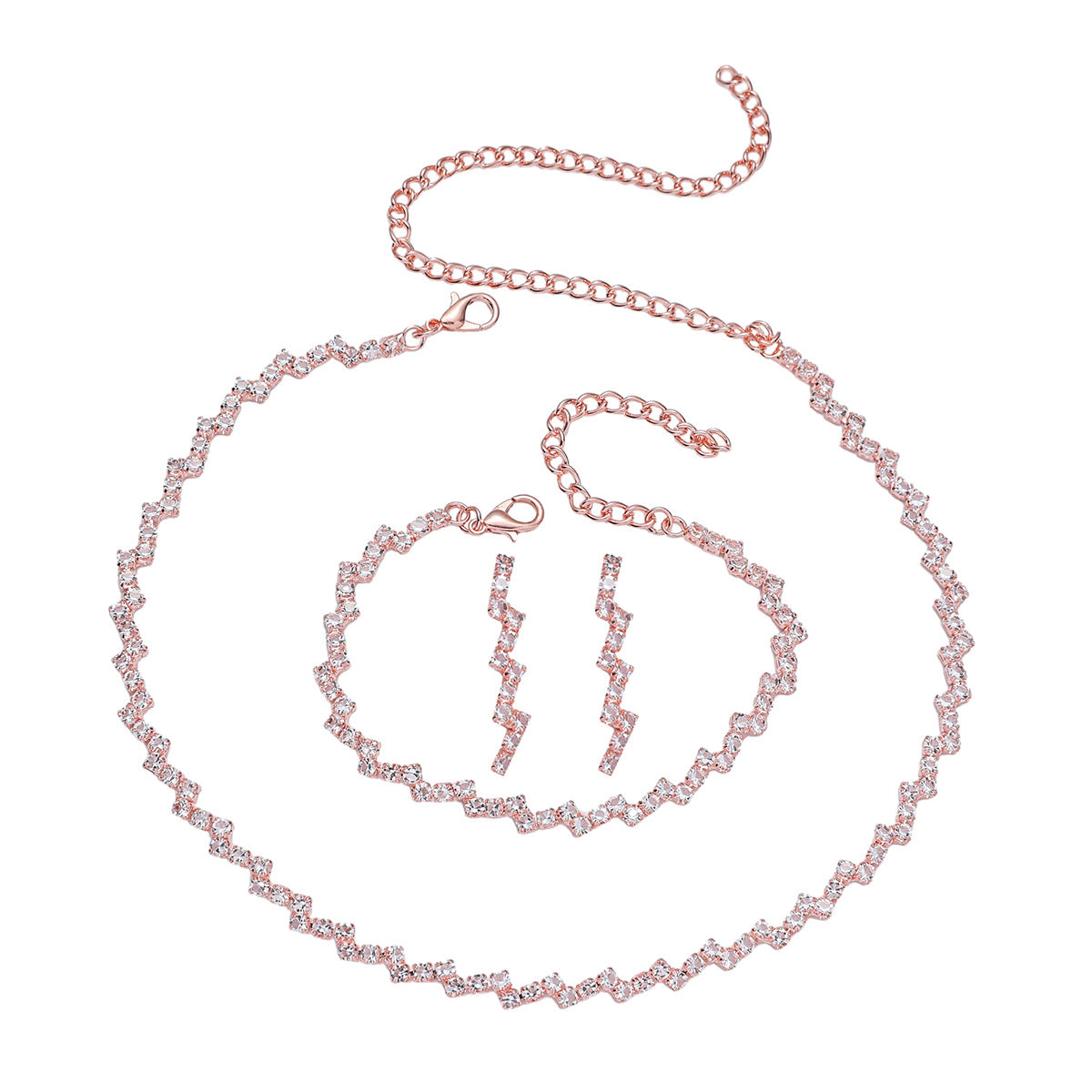 Ensemble Collier Boucles d'Oreilles et Bracelet ZirconEnsemble de trois pièces