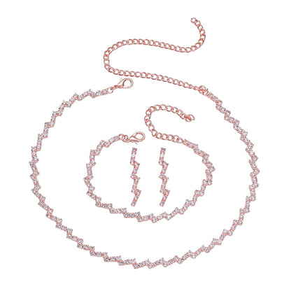 Ensemble Collier Boucles d'Oreilles et Bracelet ZirconEnsemble de trois pièces