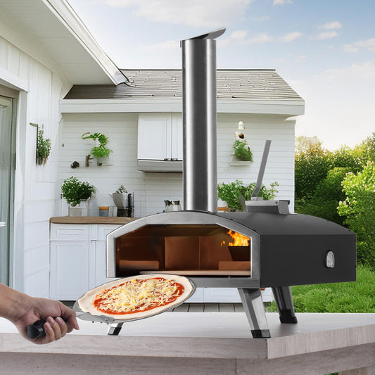 12Horno de pizza exterior portátil de pellets de madera de hierro pulverizado para camping