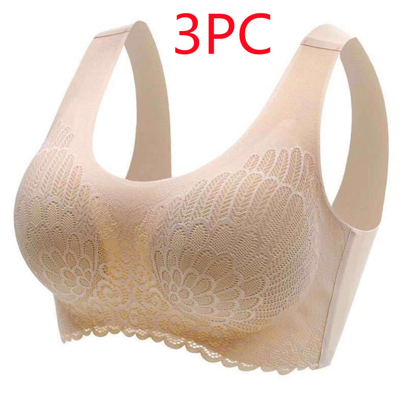 Soutien-gorge de sport en latex thaïlandais naturel 4.0 Angel Wings sans couture une pièce en dentelle pour femme sans armature