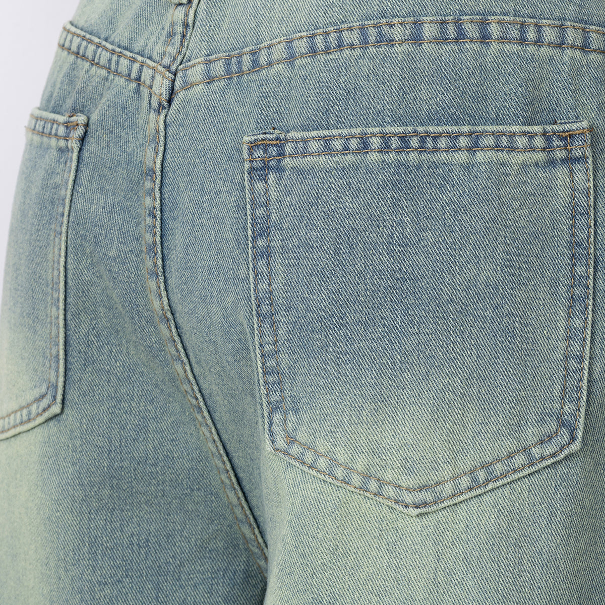 Pantalones Cropped Holgados de Mezclilla Desgastada Chic