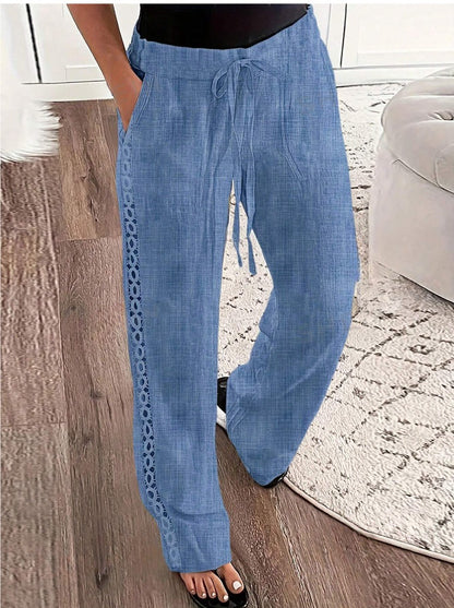 Pantalon décontracté type jean à lacets sur les côtés