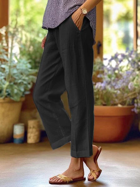 Pantalon décontracté droit pour femme, ample et simple, de couleur unie et à la mode