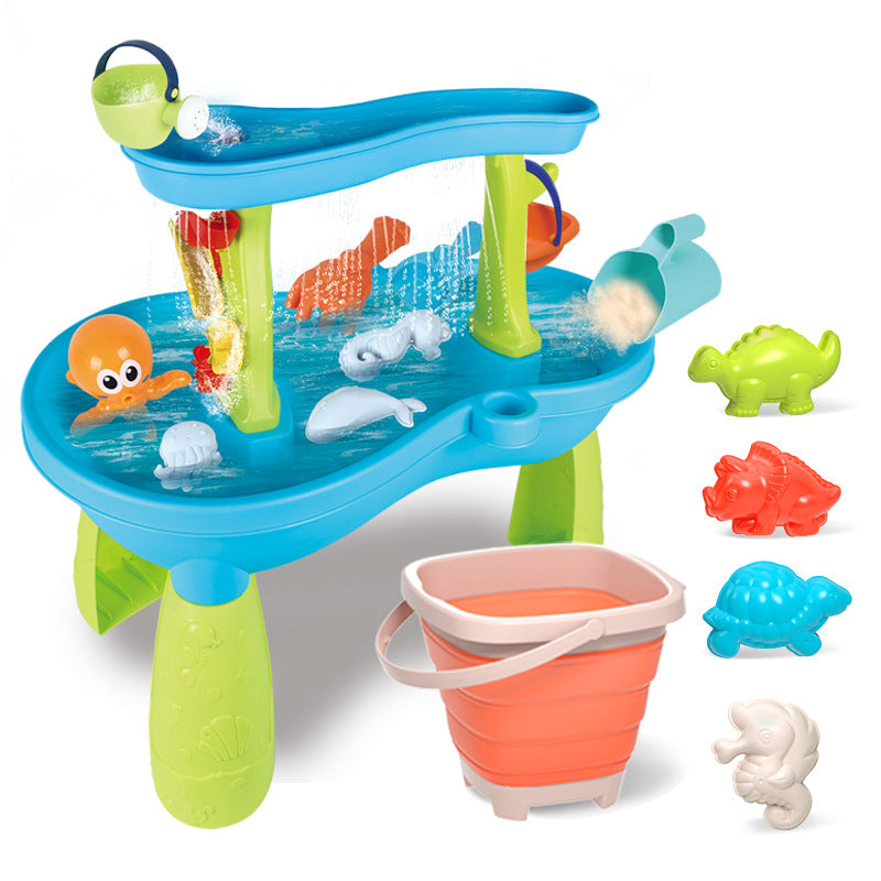 Mesa de playa para niños, traje de juguete de jardín con piscina de cuatro capas
