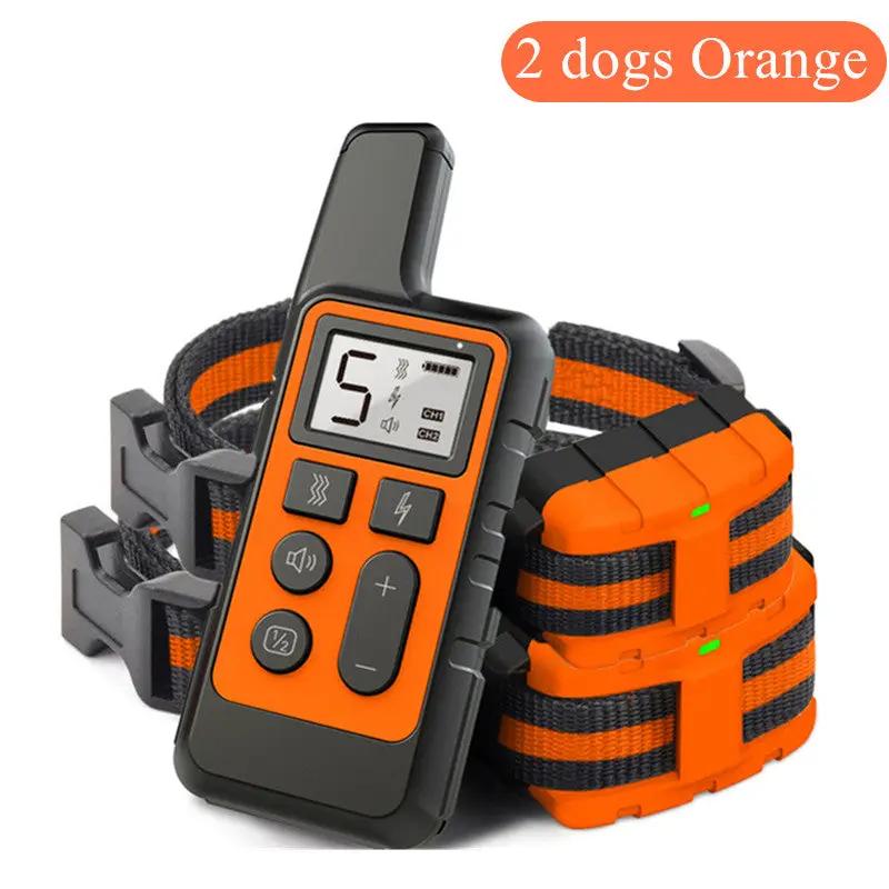 AdTec bark collar remote trainer with orange adjustable straps for 2 dogs.