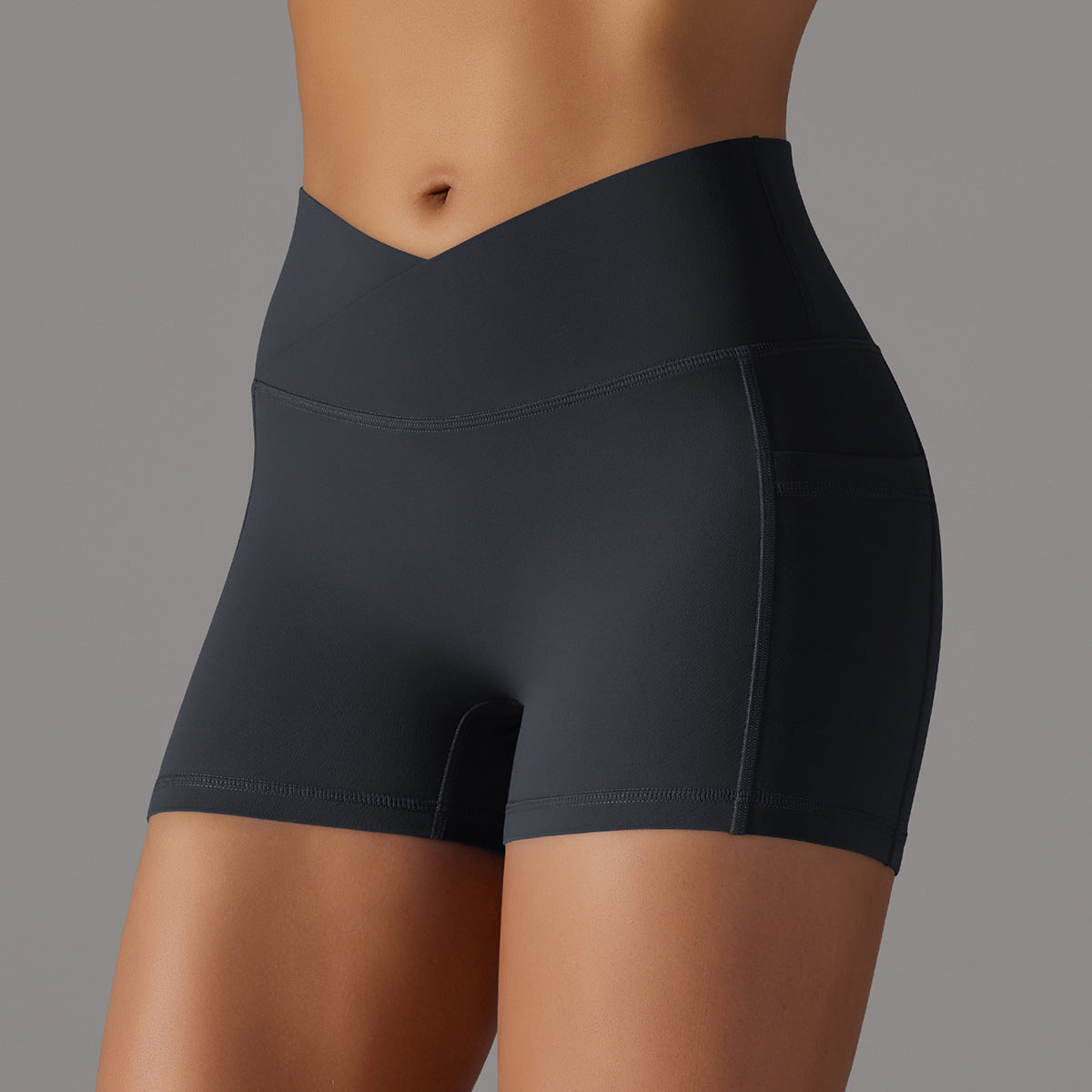 Shorts de yoga avec poche pour téléphone, pantalon de sport de fitness pour femmes