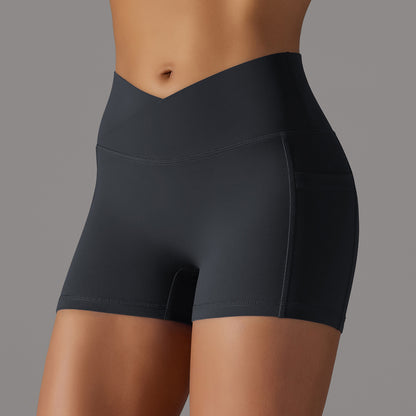 Shorts de yoga avec poche pour téléphone, pantalon de sport de fitness pour femmes
