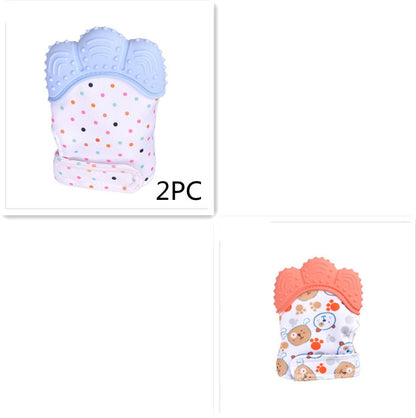 Anneau de dentition pour bébé, gants molaires en silicone anti-morsure, jouets sonores pour enfants