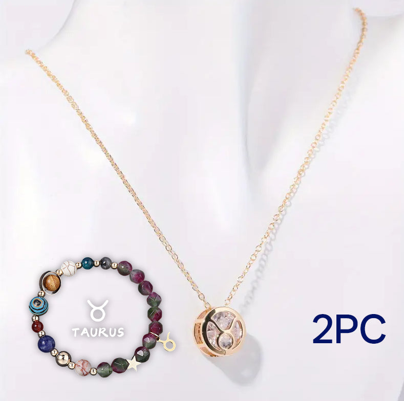 Parure de collier et bracelet en perles de pierre naturelle
