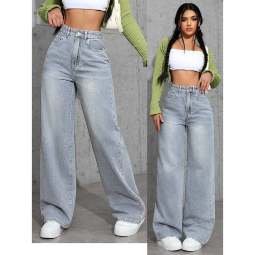 Pantalones rectos de cintura alta estilo dulce y picante