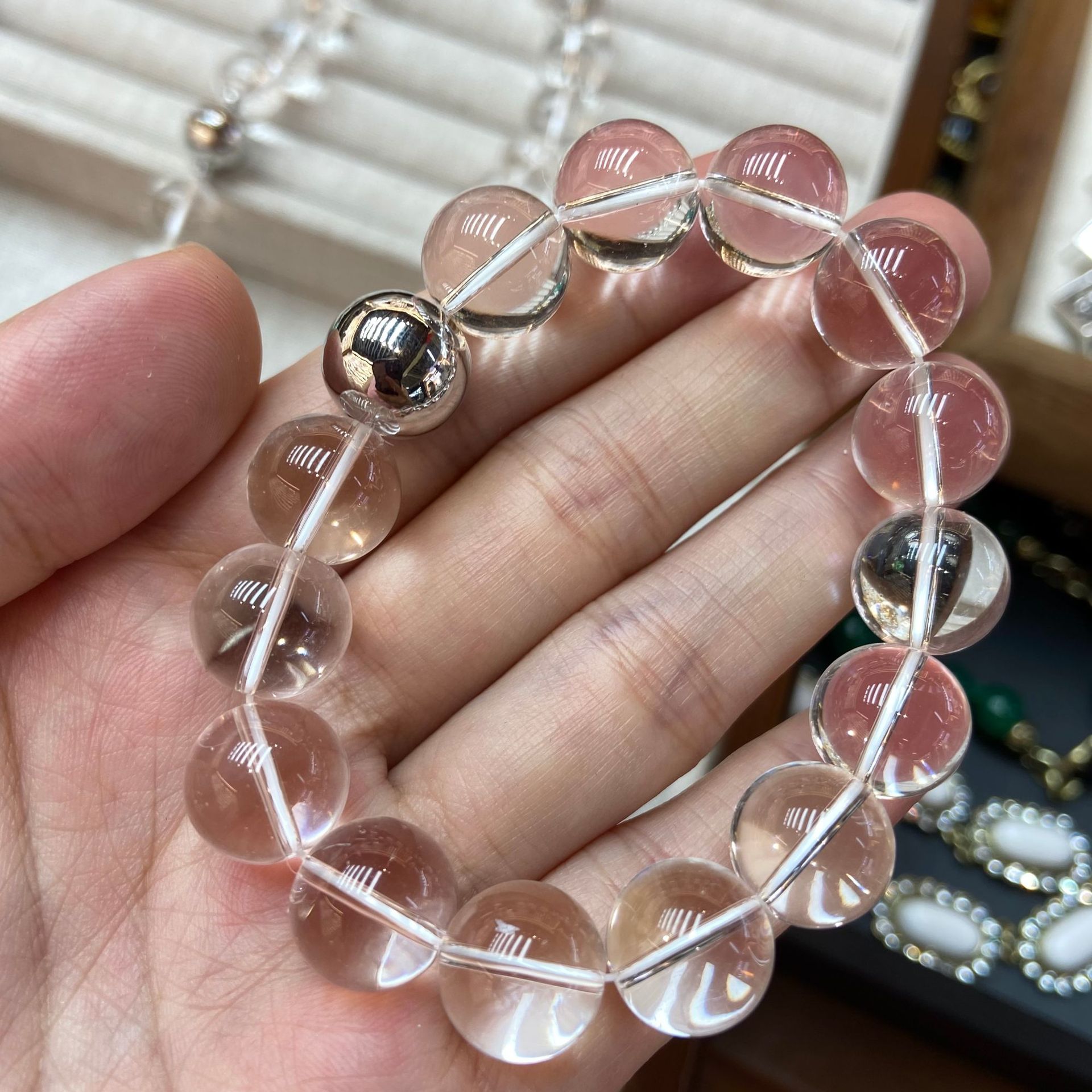 Perles transparentes cristal blanc 12 MM collier bracelet