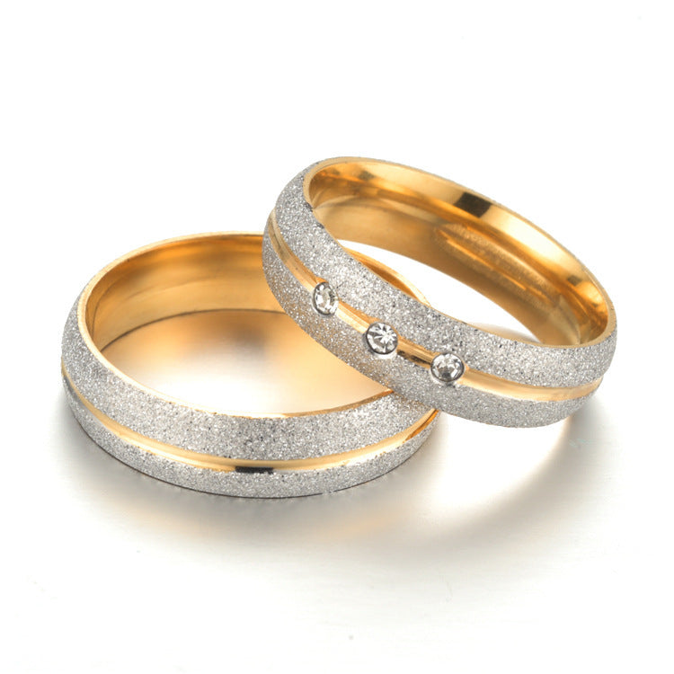 Bague de couple givrée en acier titane européen et américain