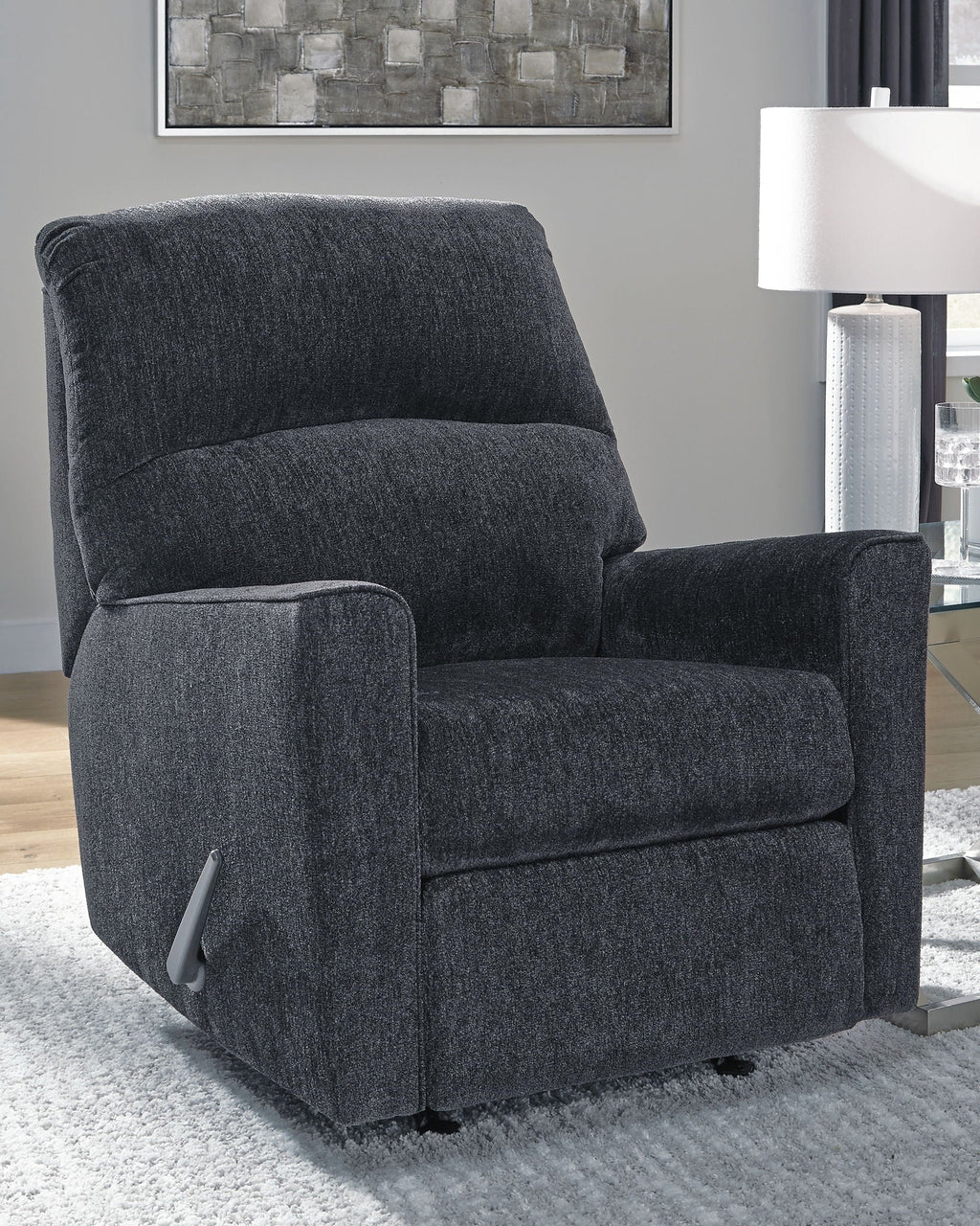 Slate Grey Fabric Rocker Recliner Chair-1