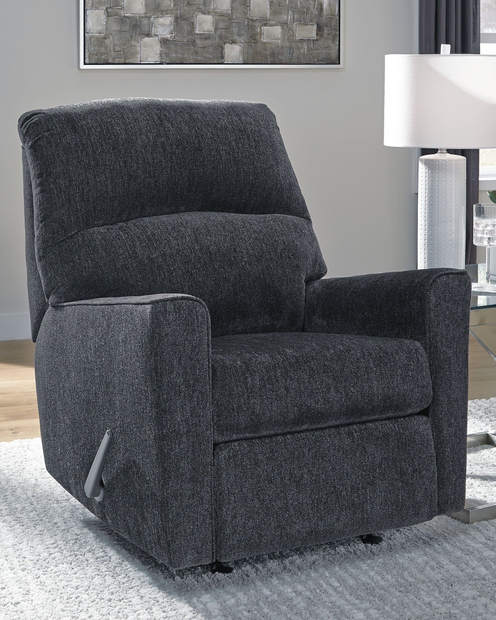Slate Grey Fabric Rocker Recliner Chair-1