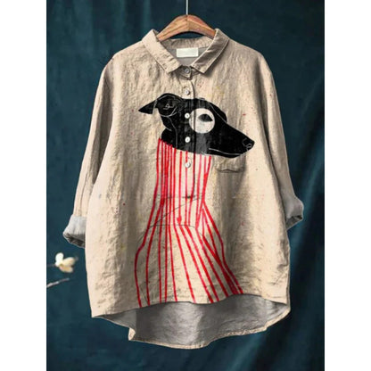 Chemise à imprimé animal numérique rétro de style européen et américain pour femmes