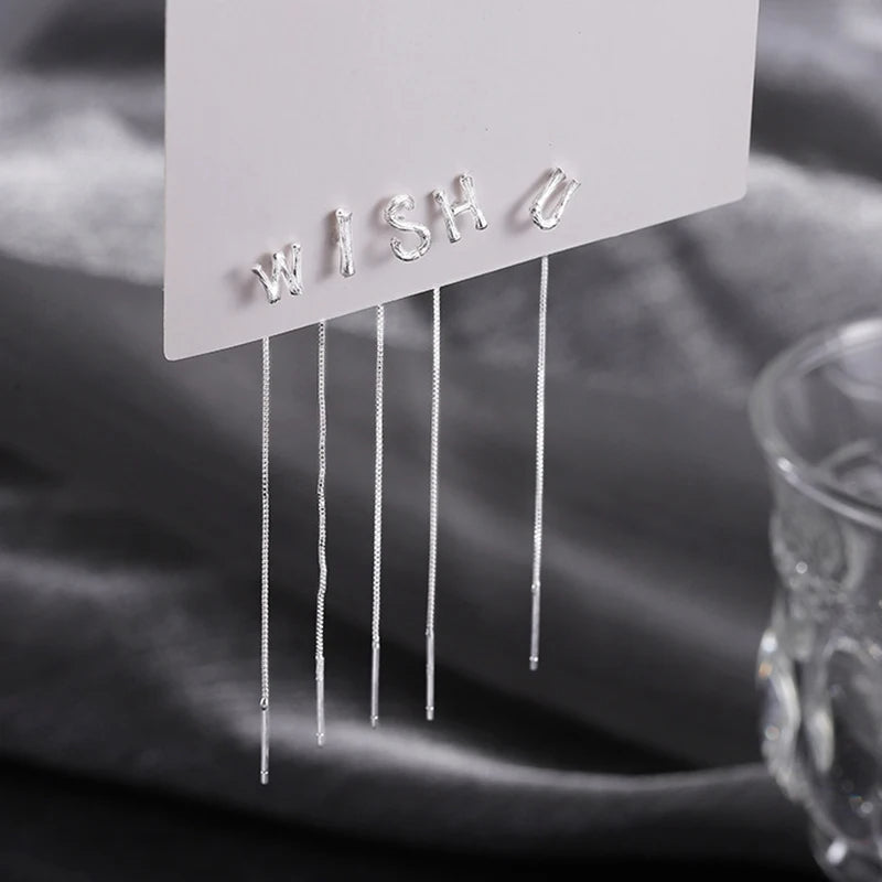 Bijoux fantaisie en argent sterling 925, boucles d'oreilles pendantes 26 lettres pour femmes, style minimaliste anglais classique, boucles d'oreilles étudiantes, cadeau de bijoux pour fête entre amis
