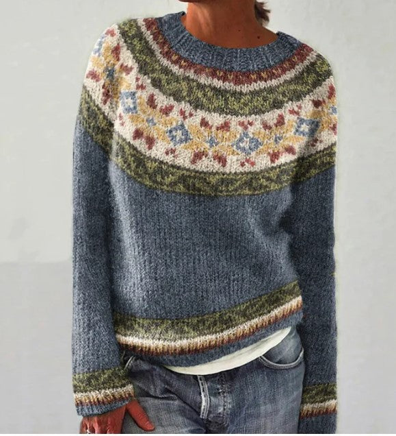 Pull Col Rond Ample et Élégant à Manches Longues – Vente Flash