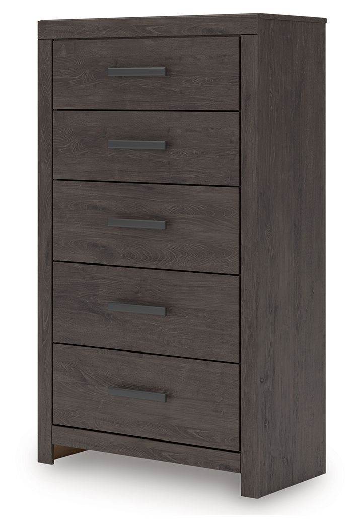 Prendonea - Five Drawer Chest - Charcoal-2