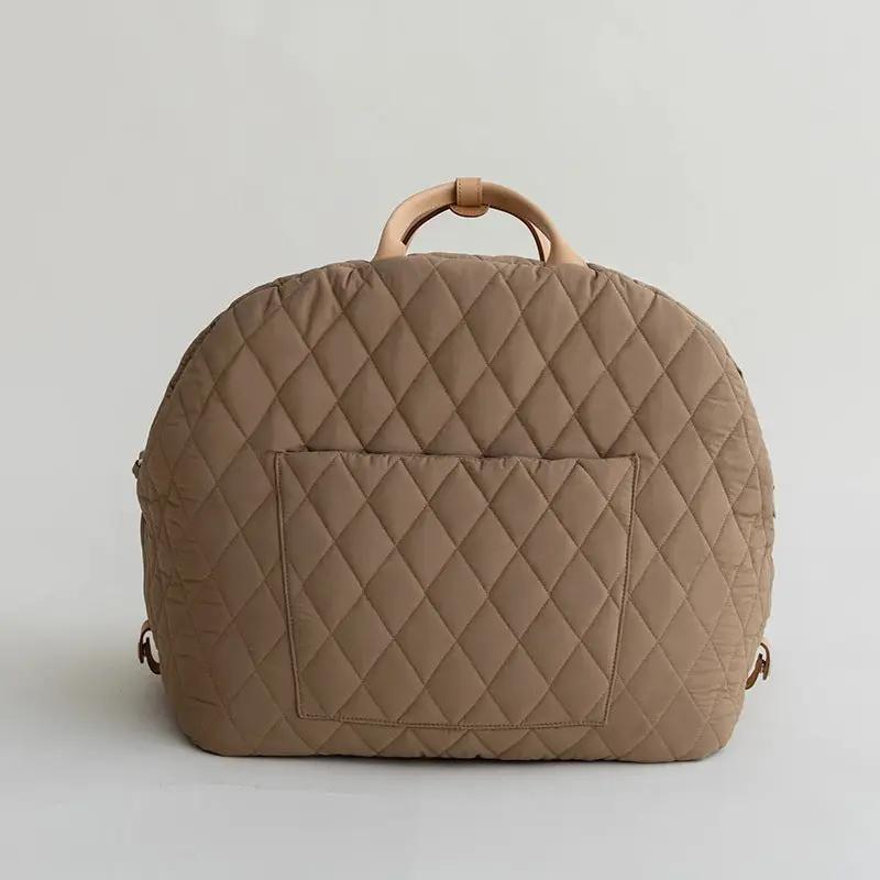 Pet handbag by AdTec in quilted beige with top handle