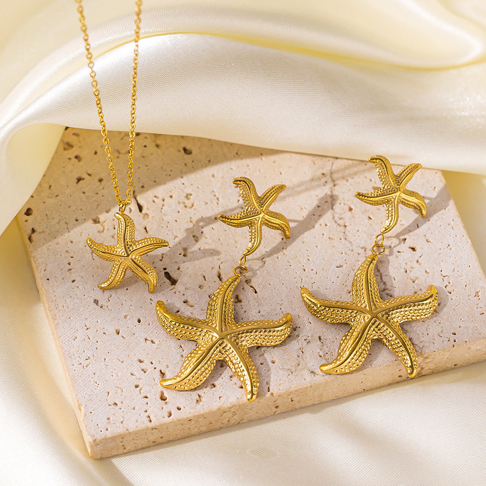 Juego de joyas de acero inoxidable para mujer: collar y pendientes