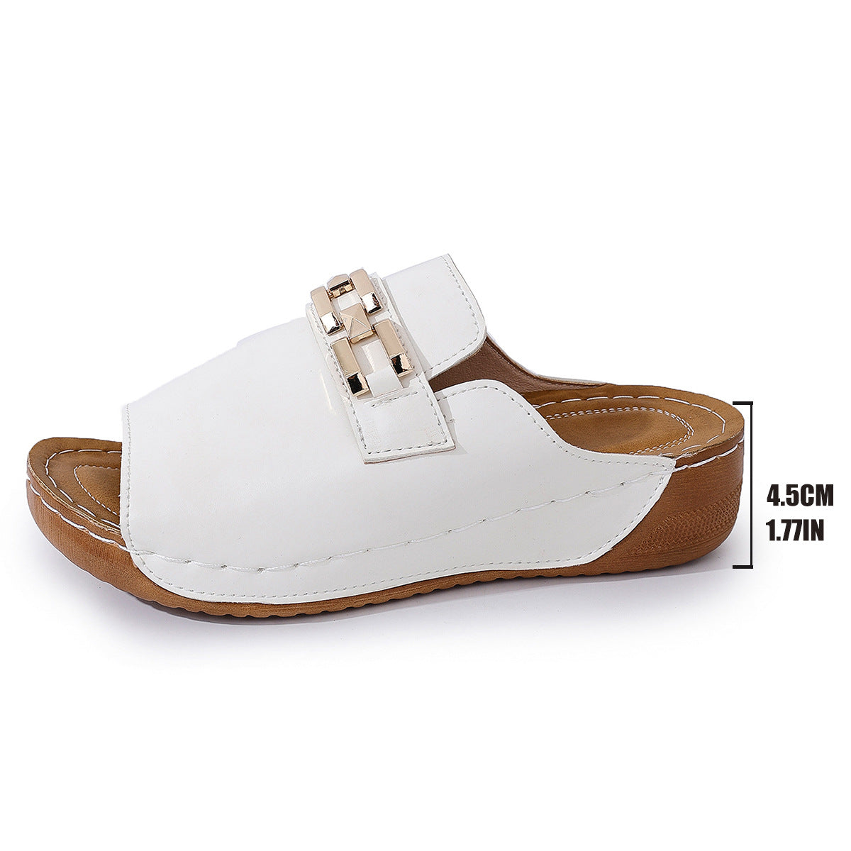 Pantoufles peep toe grande taille avec accessoires métalliques