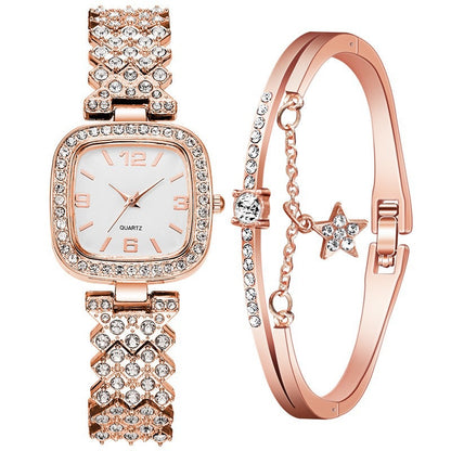Ensemble deux pièces bracelet et montre diamant pour femme