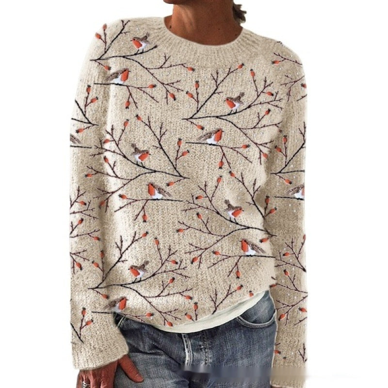 Pull décontracté femme à col rond