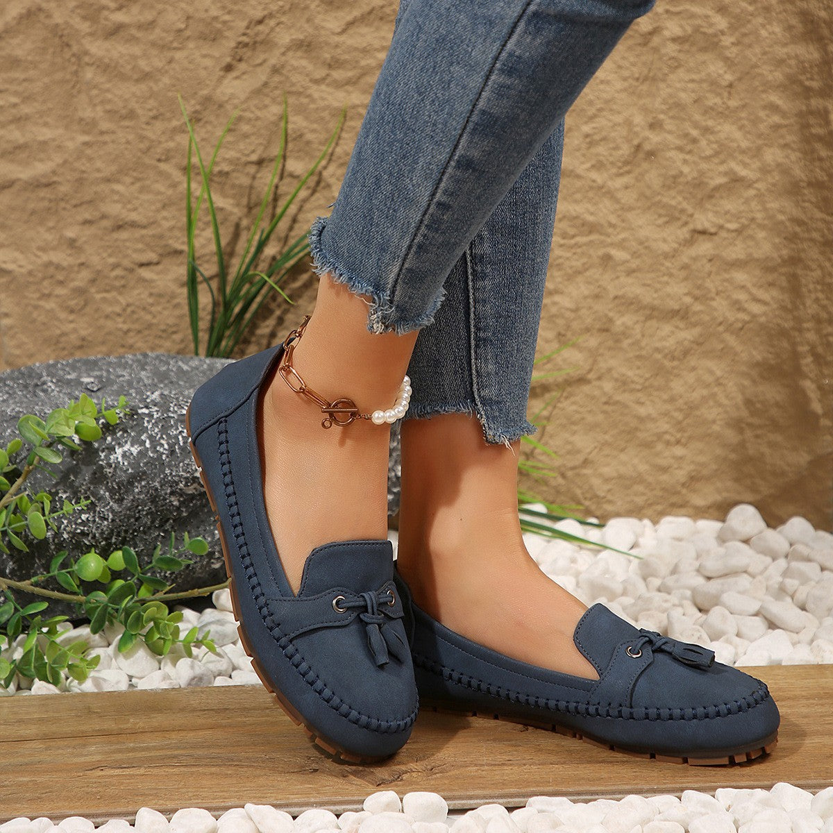Mocassins ronds pour femmes Tendance Antidérapants Souples Confortables