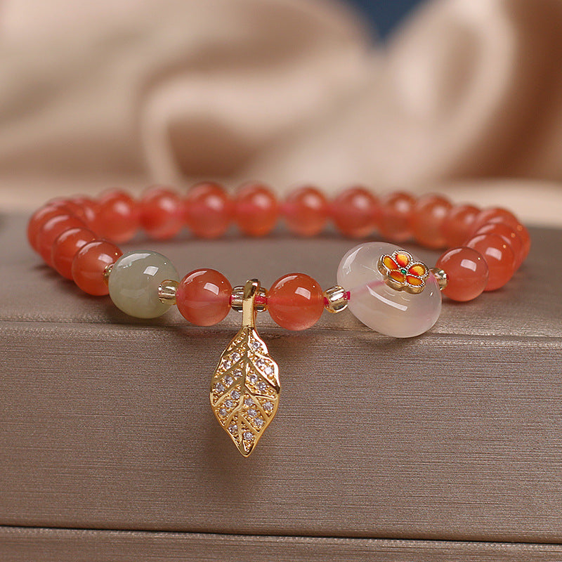 Bracelet en agate Yanyuan au design original, style ethnique pour femme