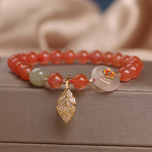 Bracelet en agate Yanyuan au design original, style ethnique pour femme