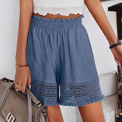 Short en dentelle décontracté uni polyvalent pour femme