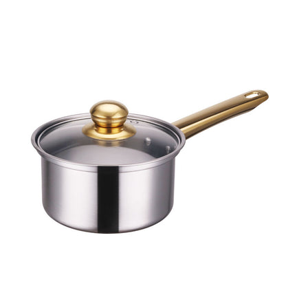 Ensemble de casseroles antiadhésives en acier inoxydable avec poignées dorées