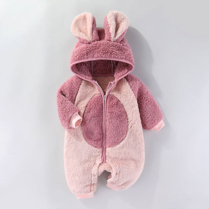 Vêtements d'automne et d'hiver pour bébés Combinaison épaisse et chaude à manches longues doublée polaire
