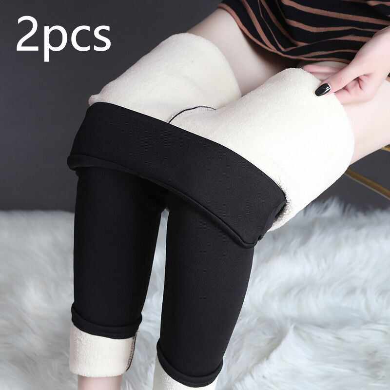 Leggings de invierno cálidos, gruesos, de alta elasticidad, de cachemira de cordero, ajustados para mujer