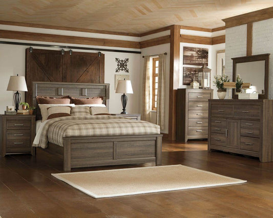 Dark Brown Vintage Shabby Chic 6-Piece Panel Bedroom Set-0