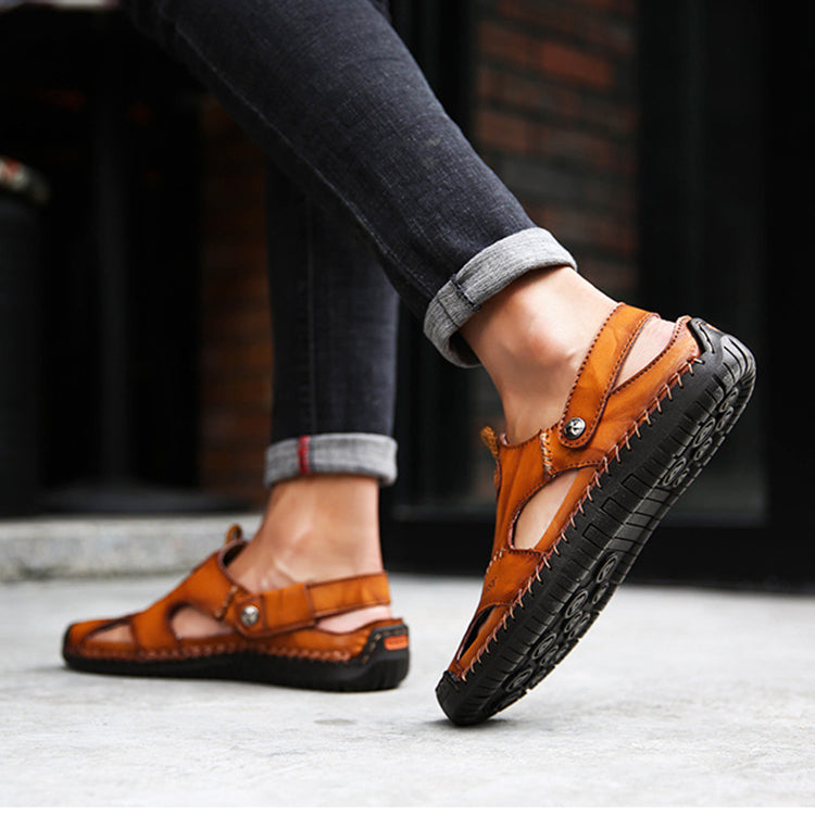 Sandales fermées pour hommes - Chaussons d'été ajustables - Tongs de plage à la mode
