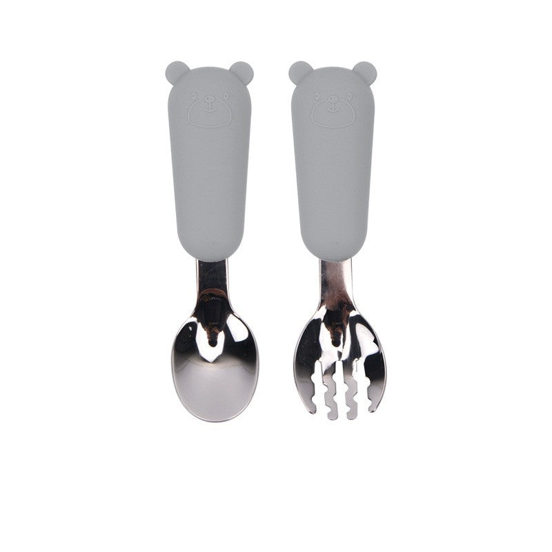 Cuillère Bébé en Silicone Ours de Dessin Animé Vaisselle pour Enfants