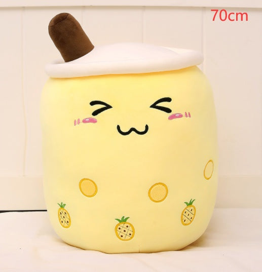 Peluche Boisson Fruitée Mignonne en Forme de Fraise Lait Thé Peluche Jouet Tasse à Thé Boba Oreiller Coussin Thé aux Perles Cadeau pour Enfants