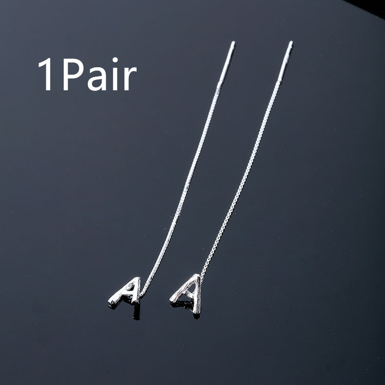 Joyas de moda de plata de ley 925 con 26 letras, pendientes colgantes para mujer, estilo clásico inglés minimalista, pendientes de estudiante, fiesta, regalo de joyería para amigos