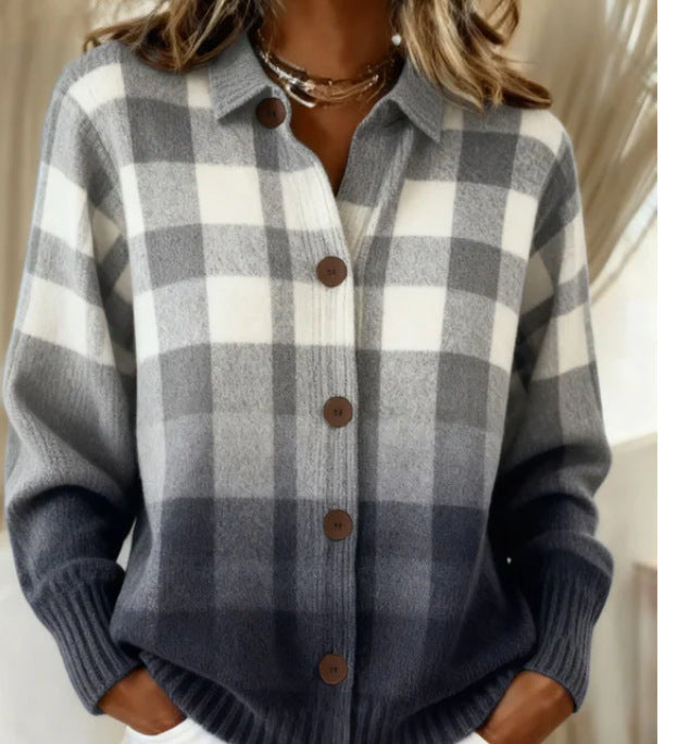 Haut cardigan à revers de chemise pour femme de couleur unie