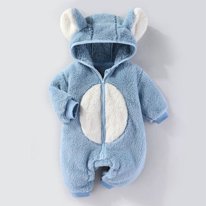 Vêtements d'automne et d'hiver pour bébés Combinaison épaisse et chaude à manches longues doublée polaire