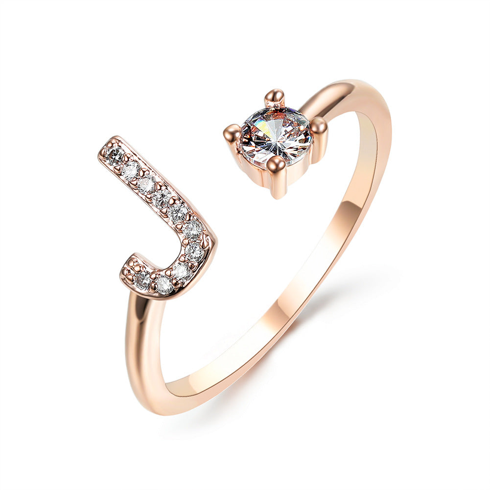 Anillo ajustable de nuevo diseño con 26 letras iniciales, joyería de moda para mujer, joyería simple y elegante